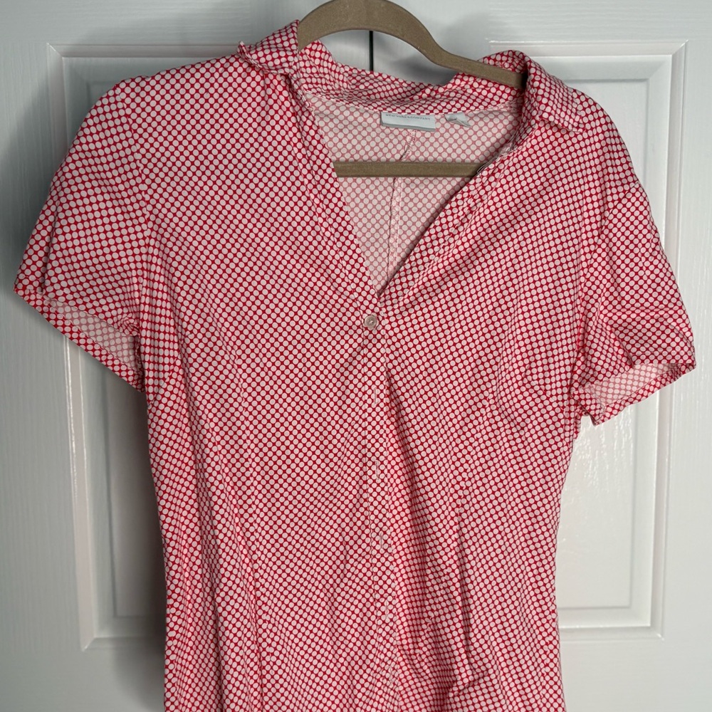 red and white blouse